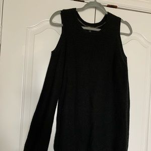 Open shoulder black sweater